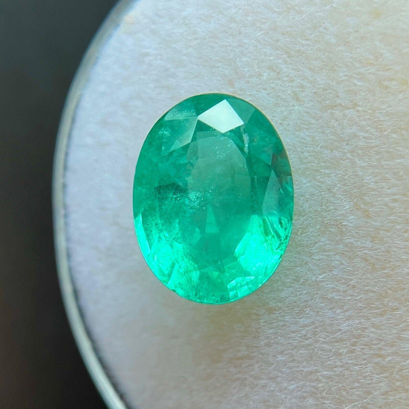 Women's or Men's Natural 1.85Ct Emerald Rare Vivid Green Oval Cut Loose Gemstone For Sale