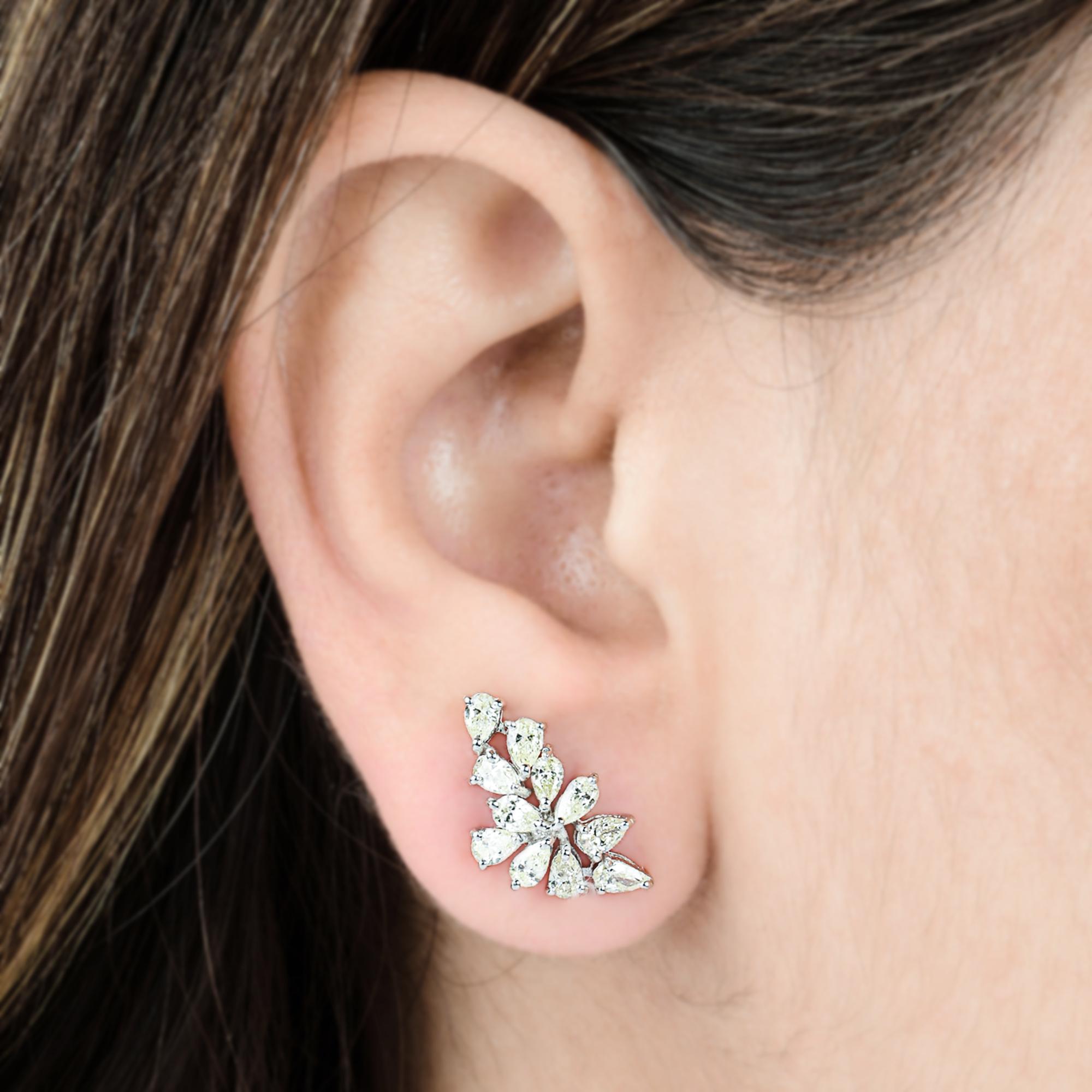Pendientes de diamantes marquesa pera SI/H naturales de 1,86 quilates y oro blanco de 18 quilates Corte pera en venta