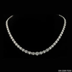 Natural 18.6 Carat Si/HI Oval Round Diamond Necklace 18 Karat White Gold Jewelry
