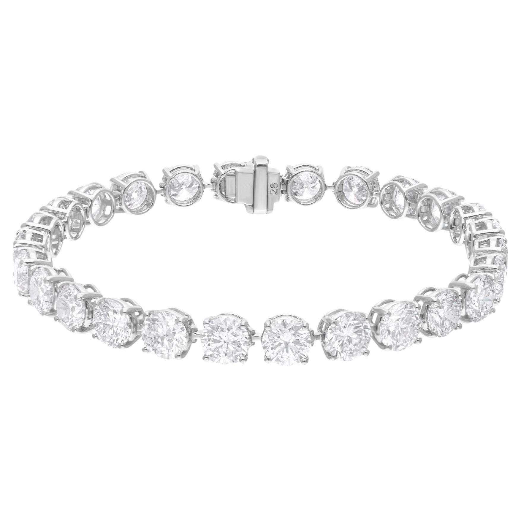 Tennisarmband aus 14 Karat Weißgold mit natürlichem 18,62 Karat rundem Diamanten