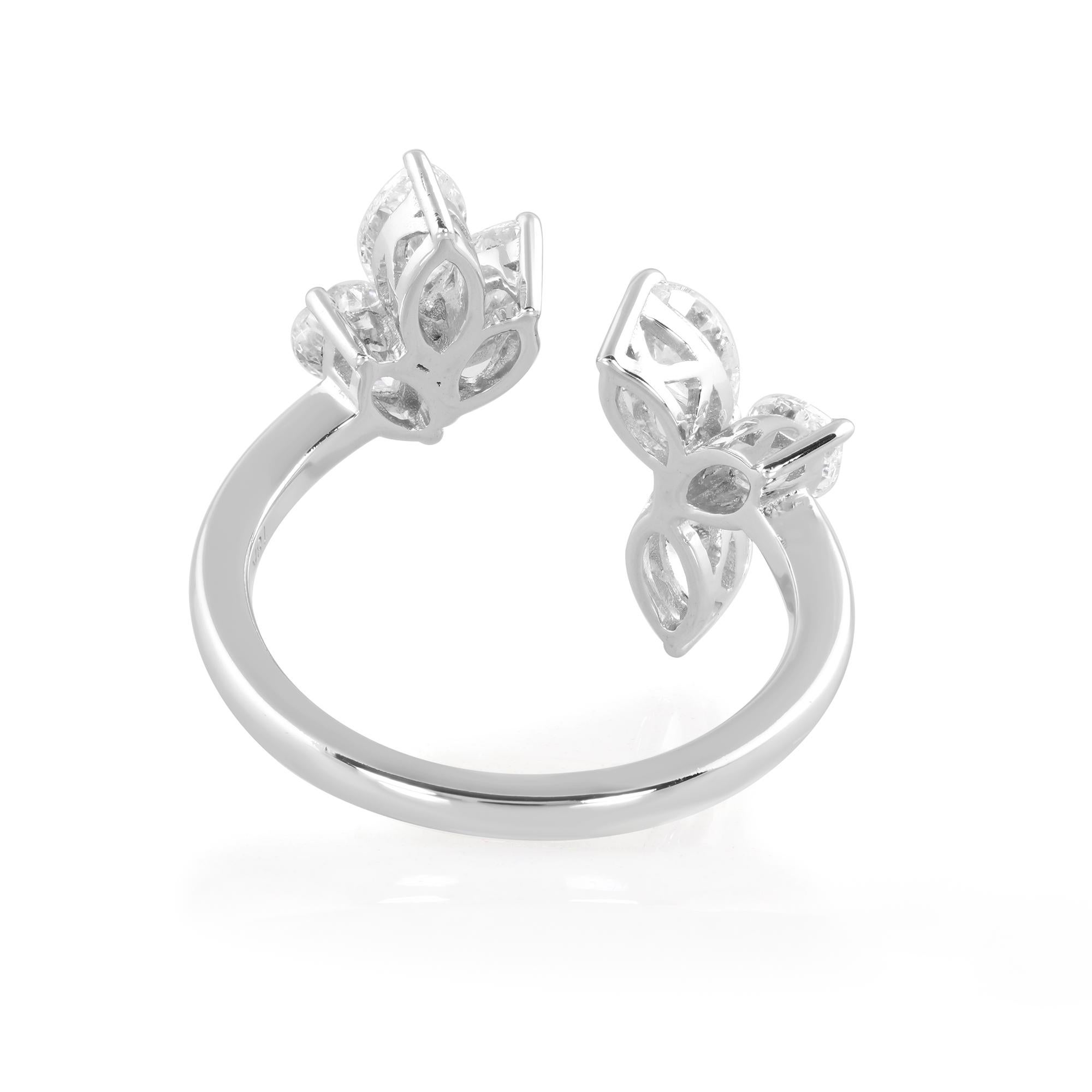 Anillo Puño Diamante Pera Natural 1,87 Quilates Oro Blanco 18 Kilates Joyería Artesanal Moderno en venta