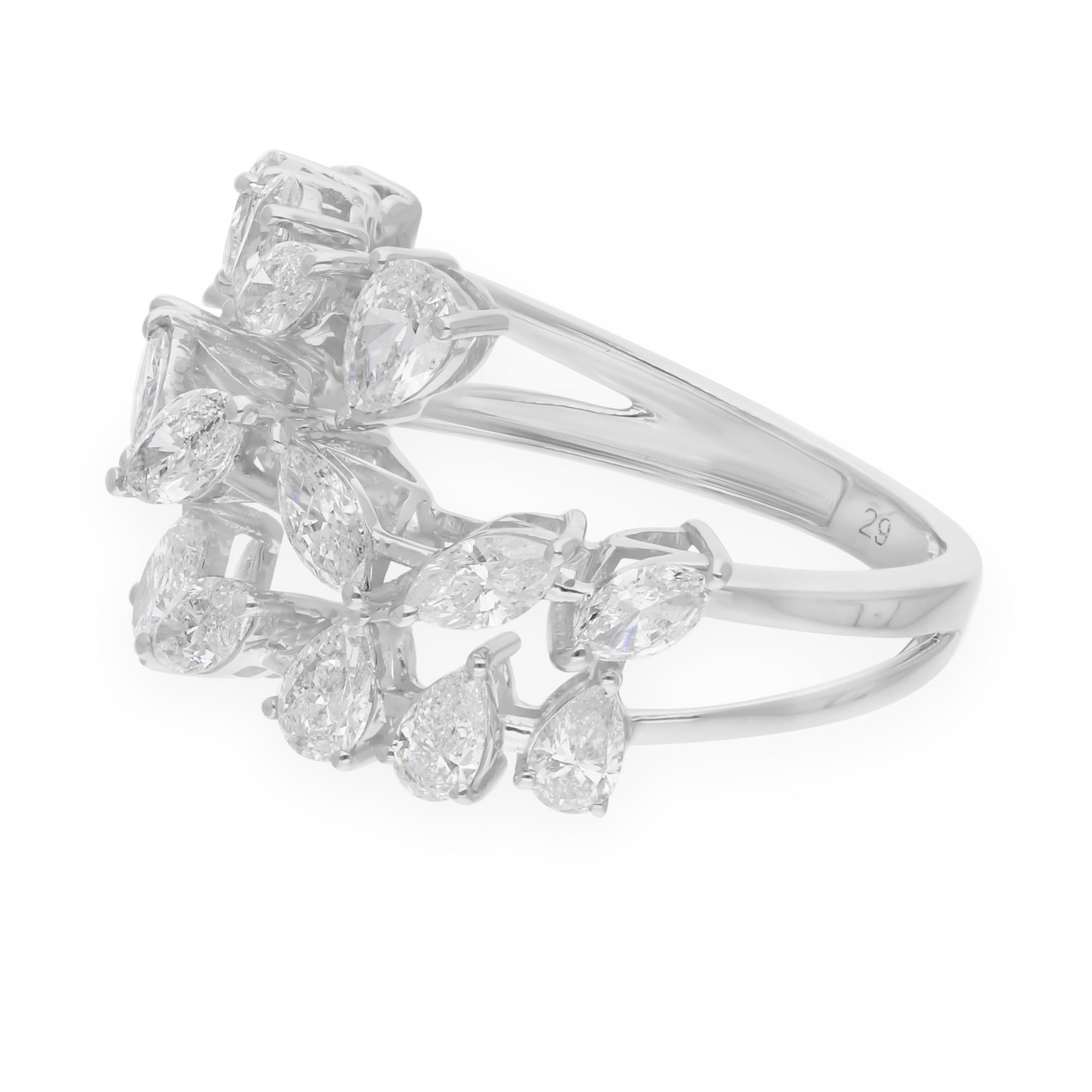 Modern Natural 1.88 Carat SI/H Marquise Diamond Spiral Ring 14k White Gold Jewelry For Sale