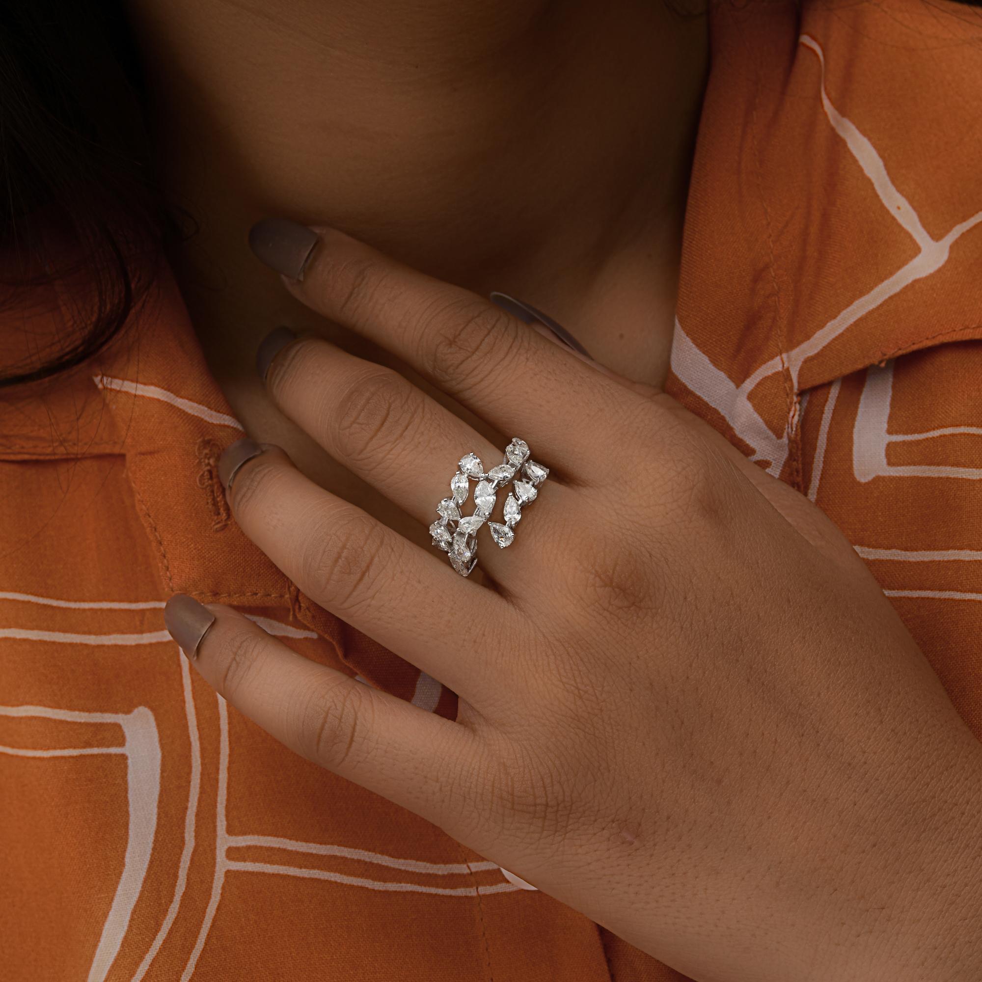 Natural 1.88 Carat SI/H Marquise Diamond Spiral Ring 14k White Gold Jewelry In New Condition For Sale In Diera, Dubai