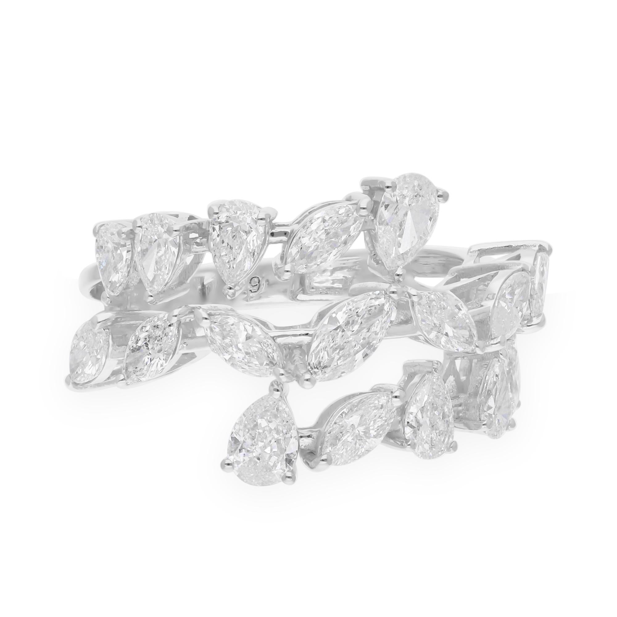 Natürlicher natürlicher 1,88 Karat SI/H Marquise Diamant Spiral-Ring 14k Weißgold Schmuck