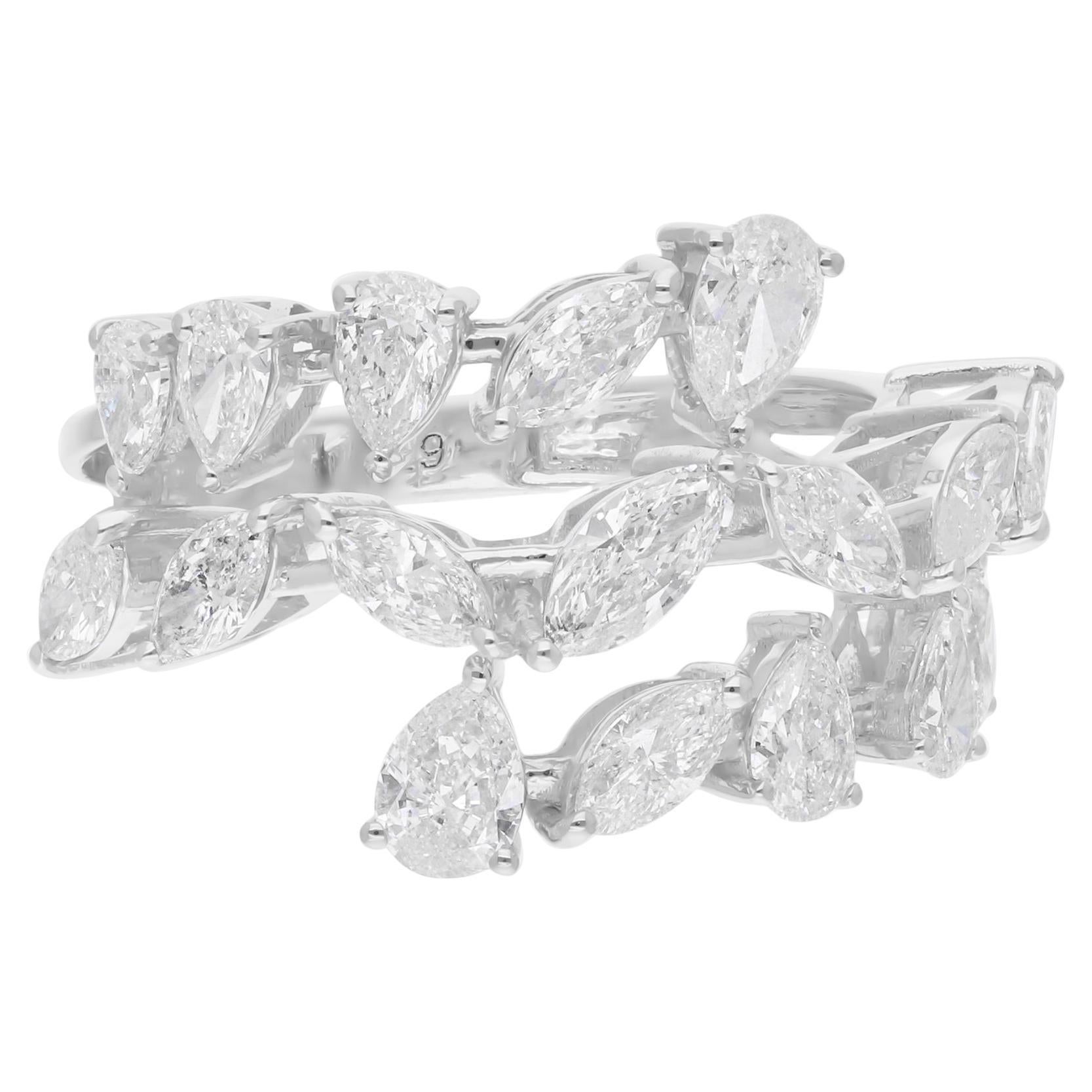 Natürlicher natürlicher 1,88 Karat SI/H Marquise Diamant Spiral-Ring 18k Weißgold Schmuck