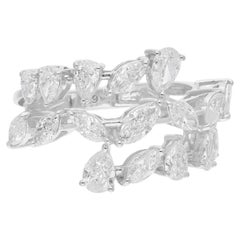 Natürlicher natürlicher 1,88 Karat SI/H Marquise Diamant Spiral-Ring 18k Weißgold Schmuck