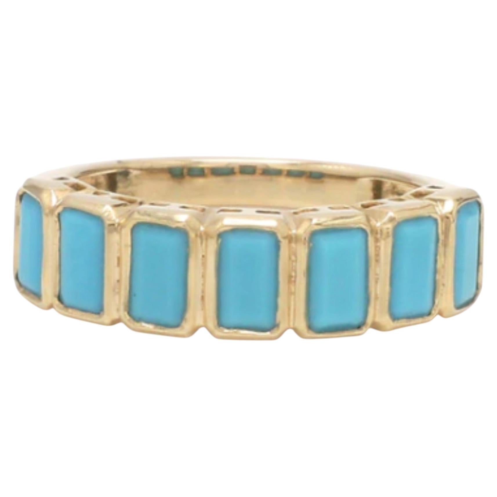 Elegant 1.88ct Turquoise Ring in 14K Yellow Gold, India, New Design