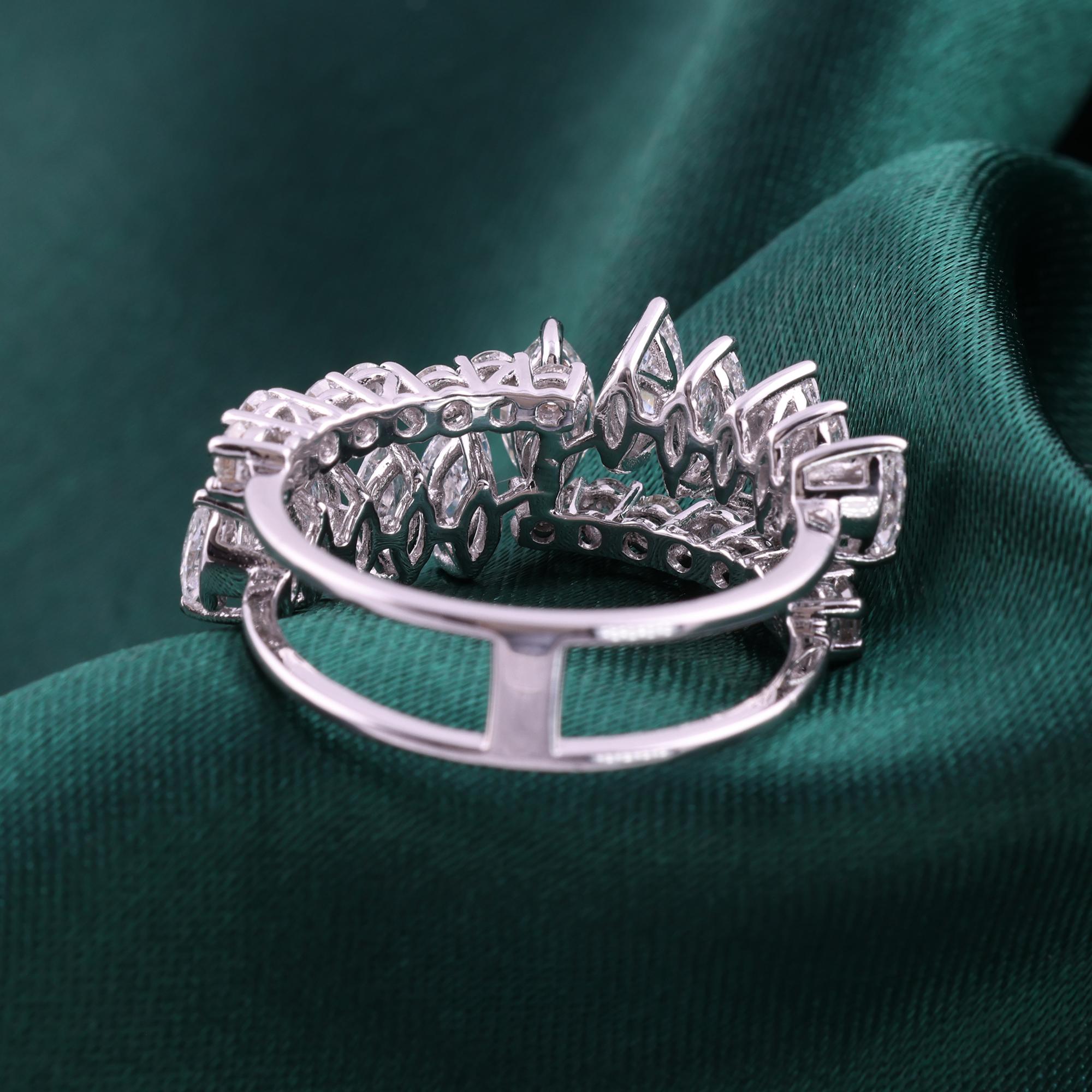 Im Angebot: Natürlicher 1,89 Karat SI/H Marquise Runder Diamantring 18 Karat Weißgold Schmuck () 5