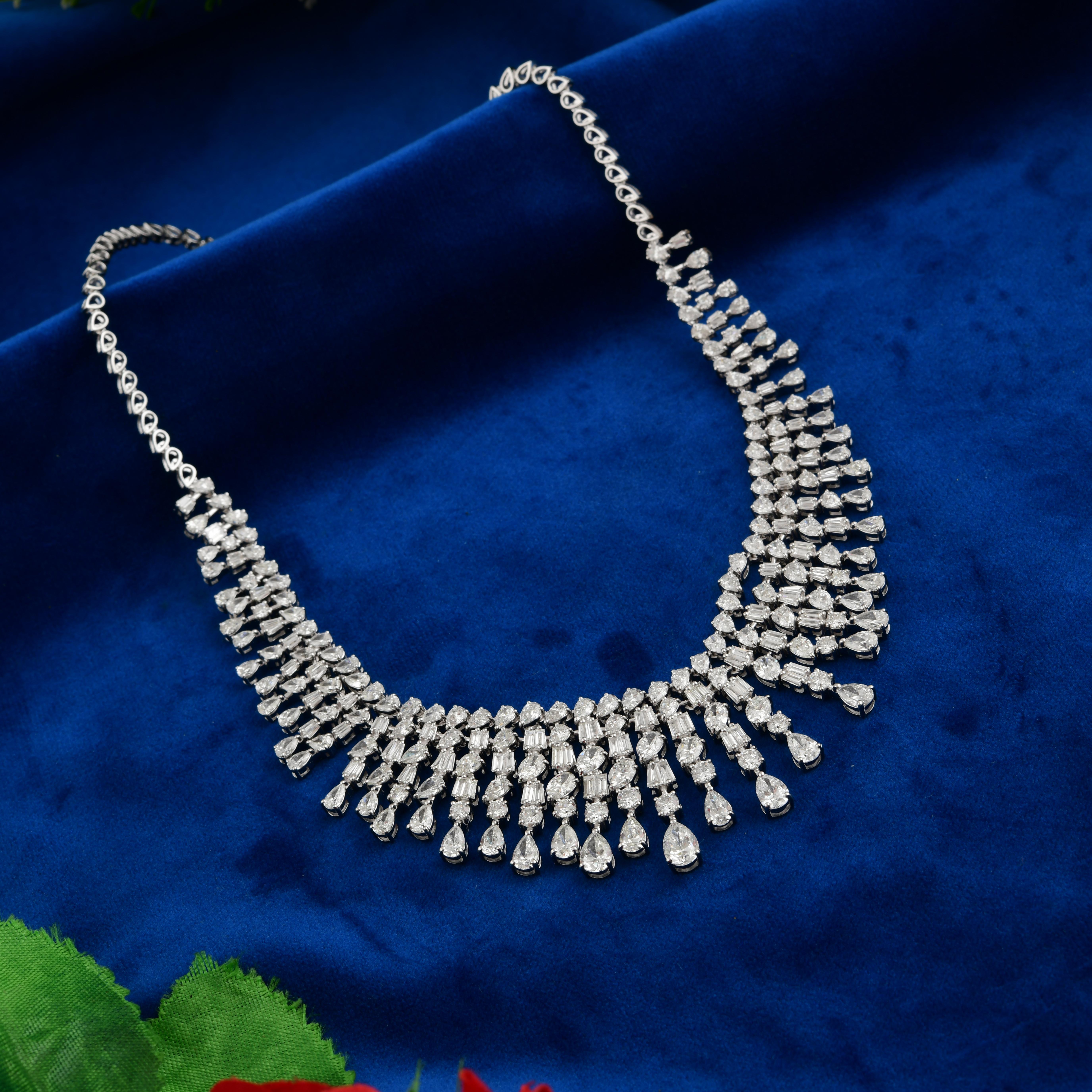 Moderno Collana di diamanti multipli naturali da 18,96 carati SI/H in oro bianco 18 carati Gioielli di pregio in vendita