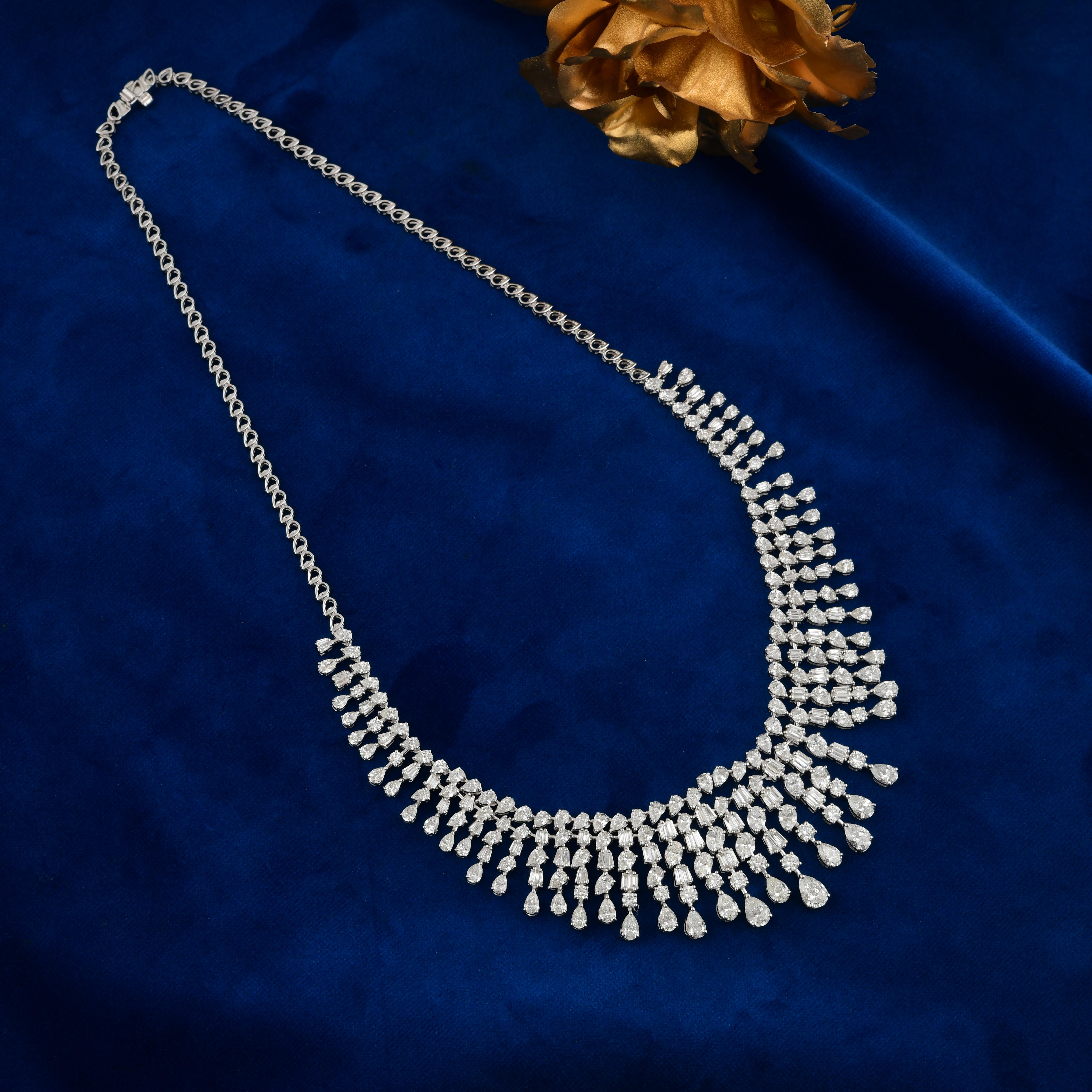 Collana di diamanti multipli naturali da 18,96 carati SI/H in oro bianco 18 carati Gioielli di pregio in vendita 1