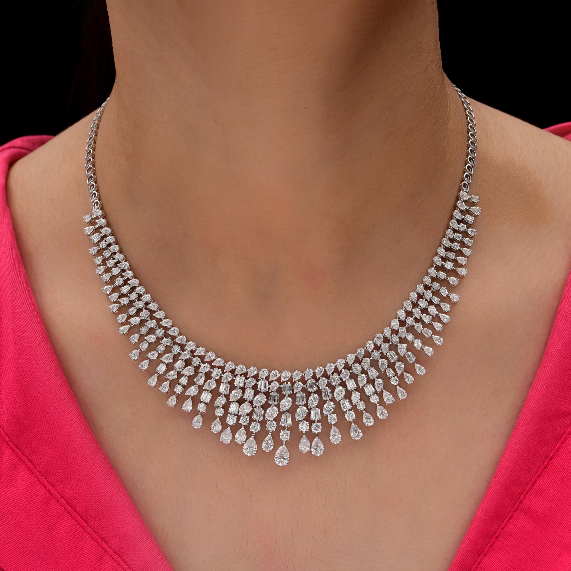 Collana di diamanti multipli naturali da 18,96 carati SI/H in oro bianco 18 carati Gioielli di pregio in vendita 2