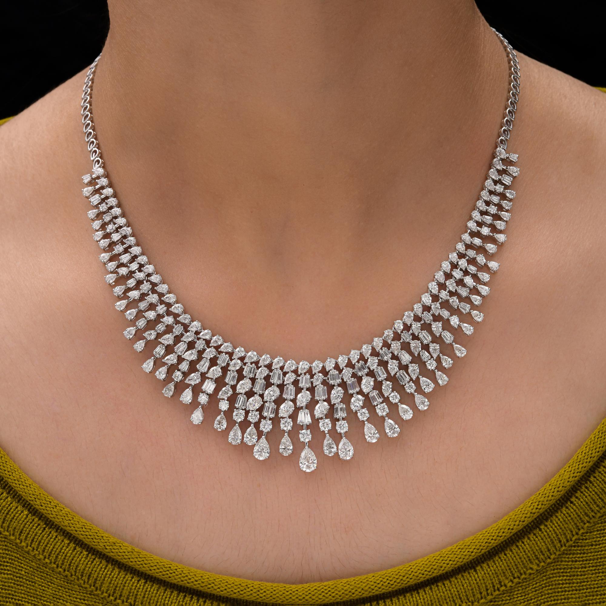 Collana di diamanti multipli naturali da 18,96 carati SI/H in oro bianco 18 carati Gioielli di pregio in vendita 3