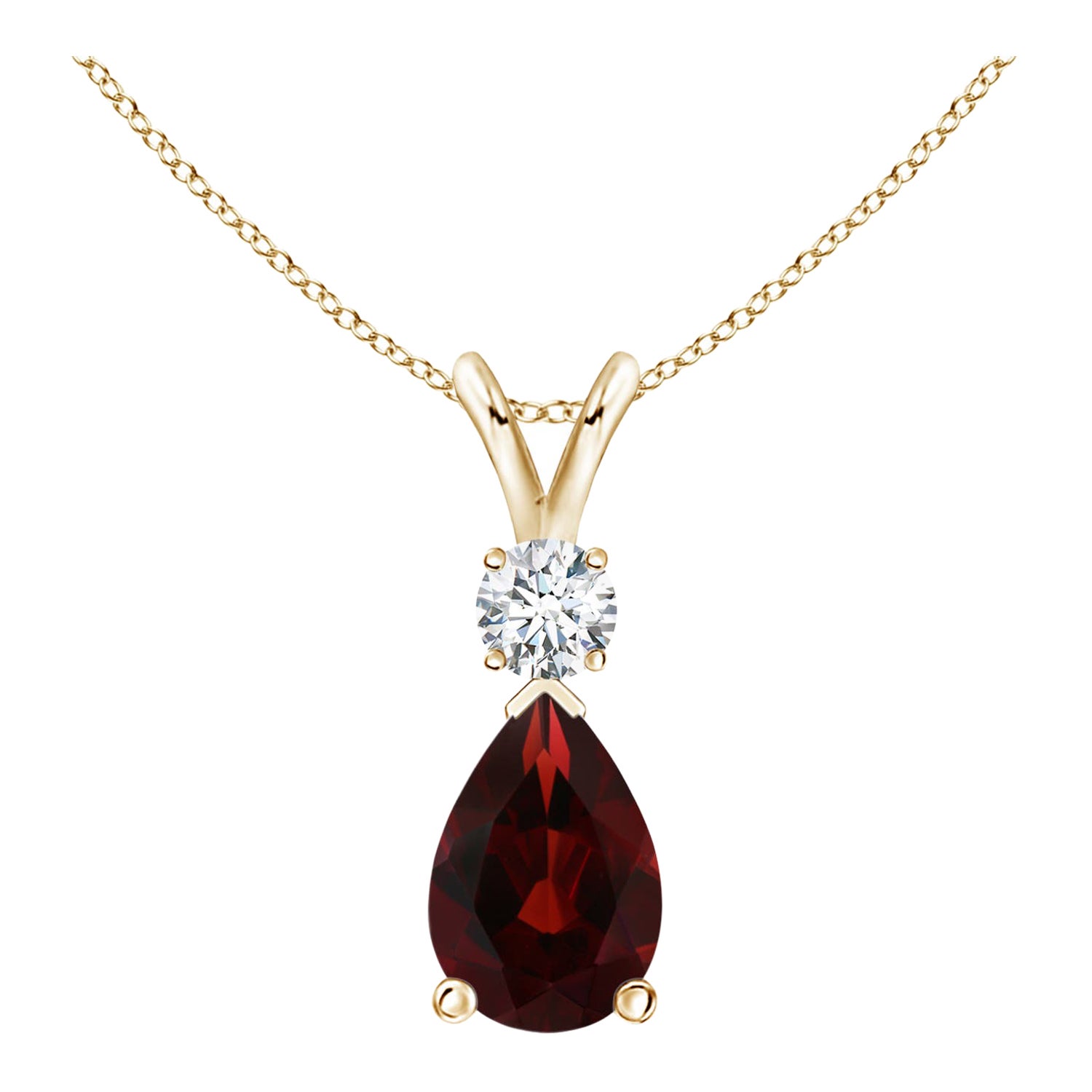 Ciondolo a goccia con granato Nature 1,8ct e diamante in oro giallo 14K