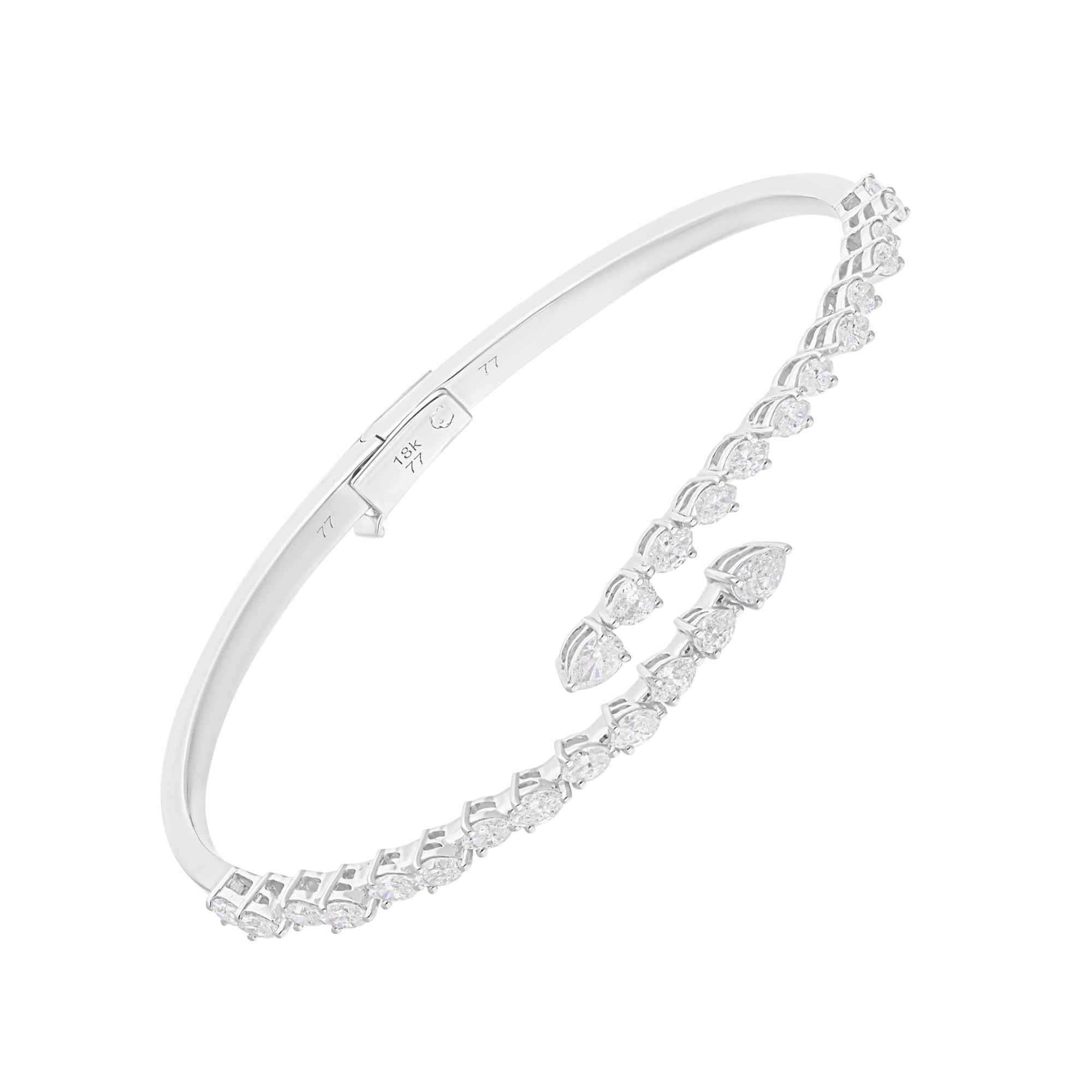 Pulsera brazalete de diamantes marquesa pera SI/H de 1,9 quilates naturales Oro blanco 18k en venta
