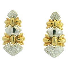 Natural 1.90 Carat Pave Diamond Tip 18-Karat Dangle Drop Earrings In Stock