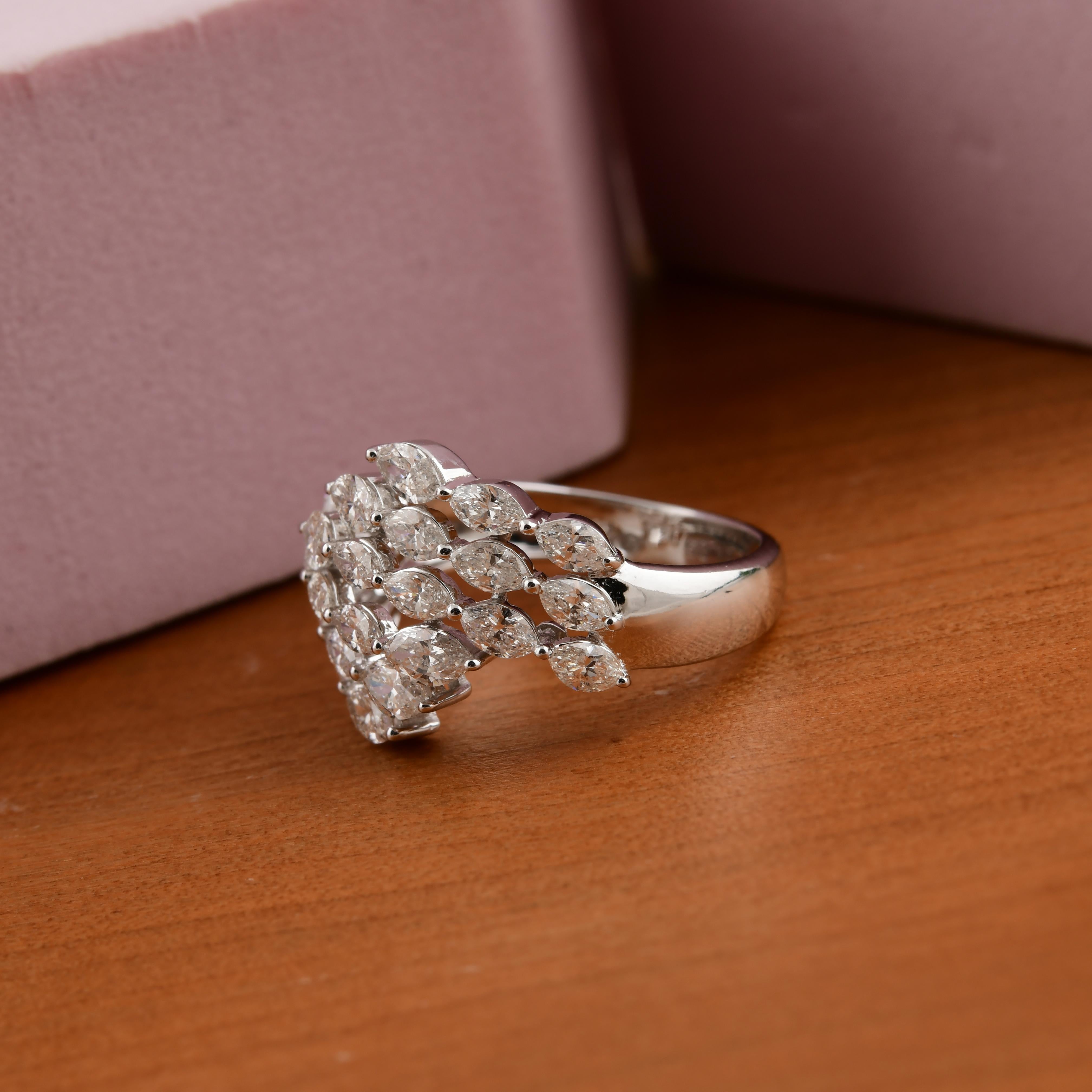Natürlicher 1,90 Karat SI Reinheit HI Farbe Marquise Diamant Ring 18 Karat Weißgold (Marquiseschliff) im Angebot