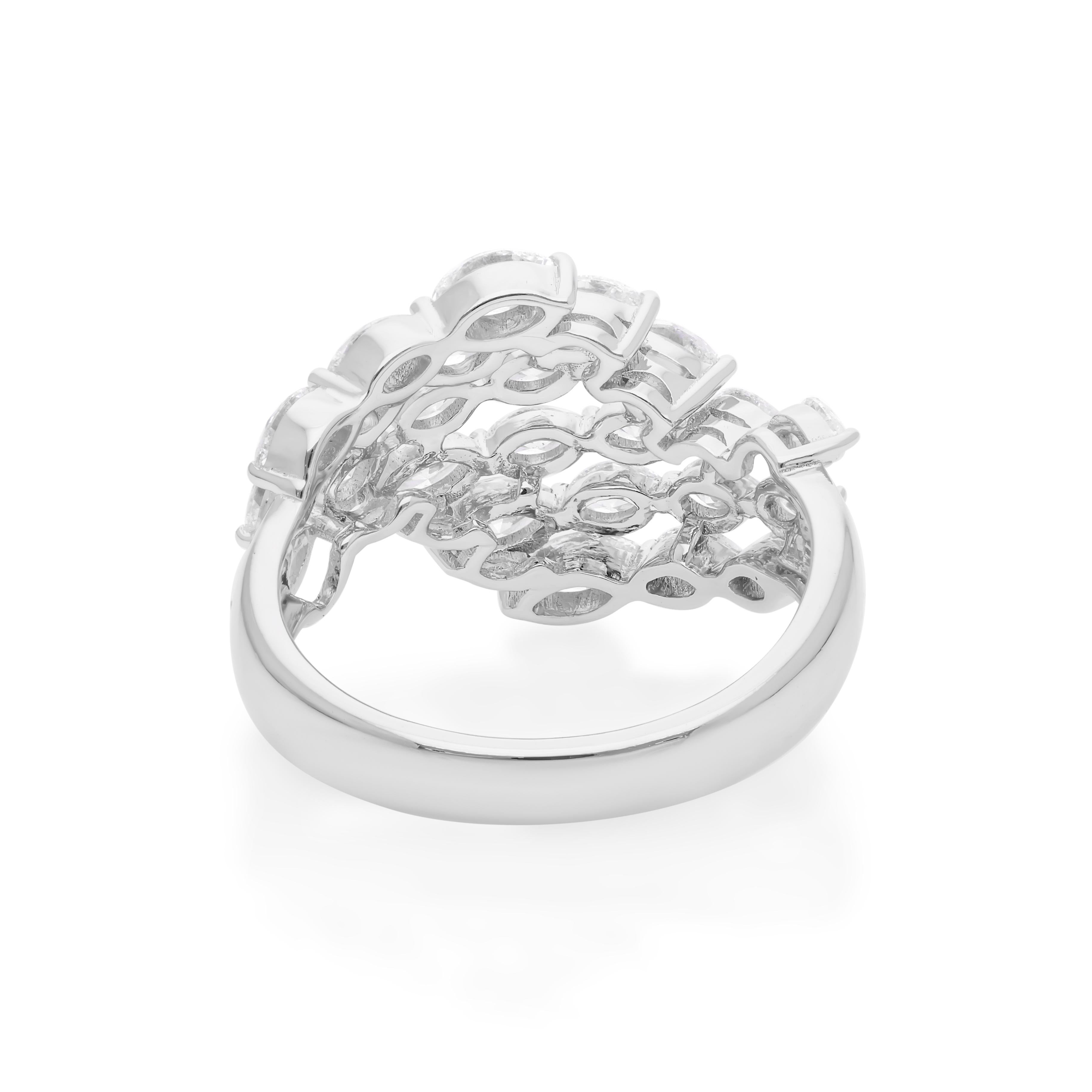 Natürlicher 1,90 Karat SI Reinheit HI Farbe Marquise Diamant Ring 18 Karat Weißgold im Angebot 1