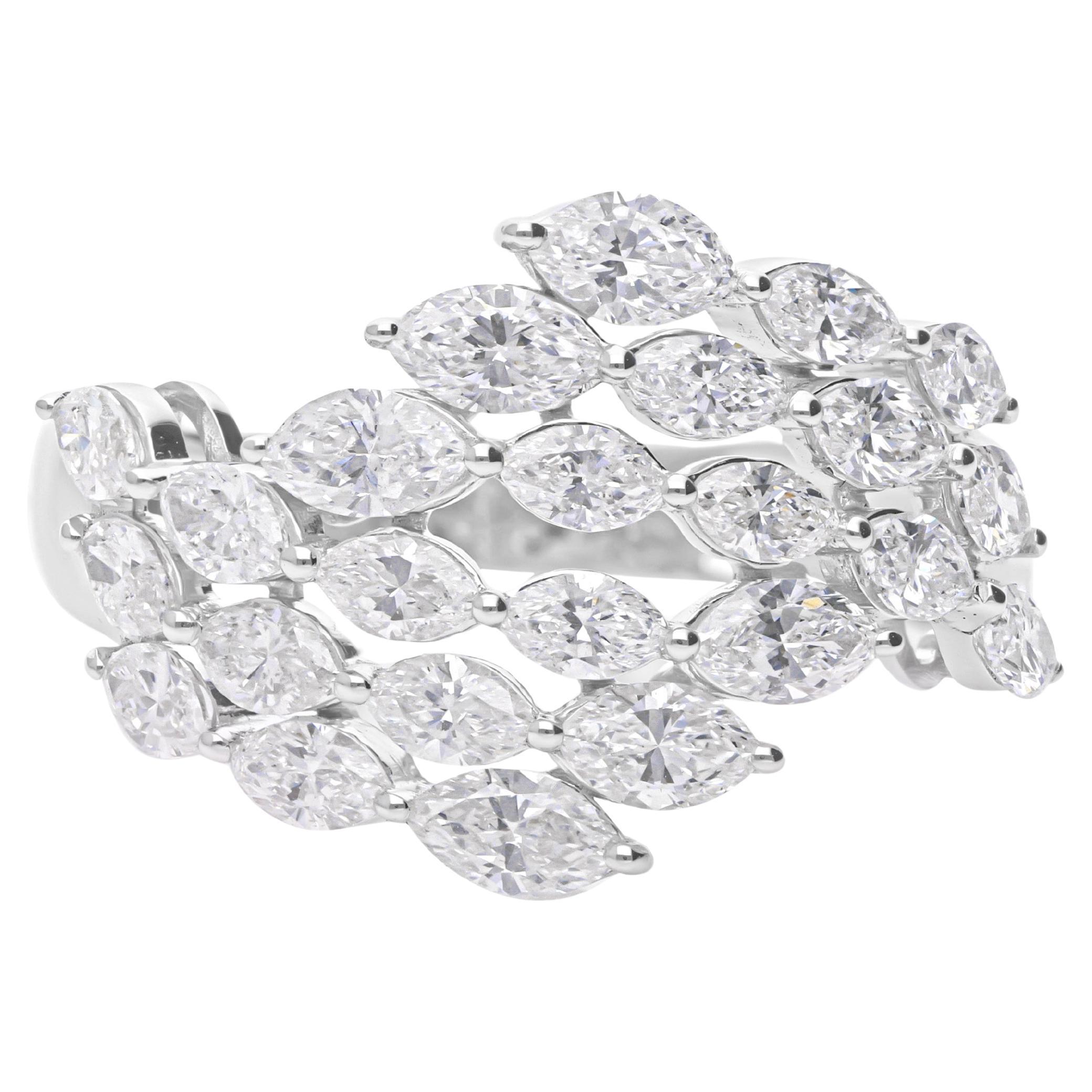 Natürlicher 1,90 Karat SI Reinheit HI Farbe Marquise Diamant Ring 18 Karat Weißgold im Angebot