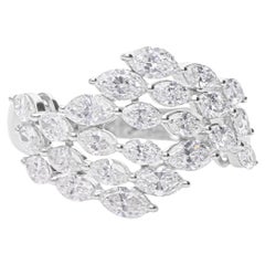 Anillo de diamantes marquesa naturales de 1,90 quilates, claridad SI y color HI, oro blanco de 18 quilates