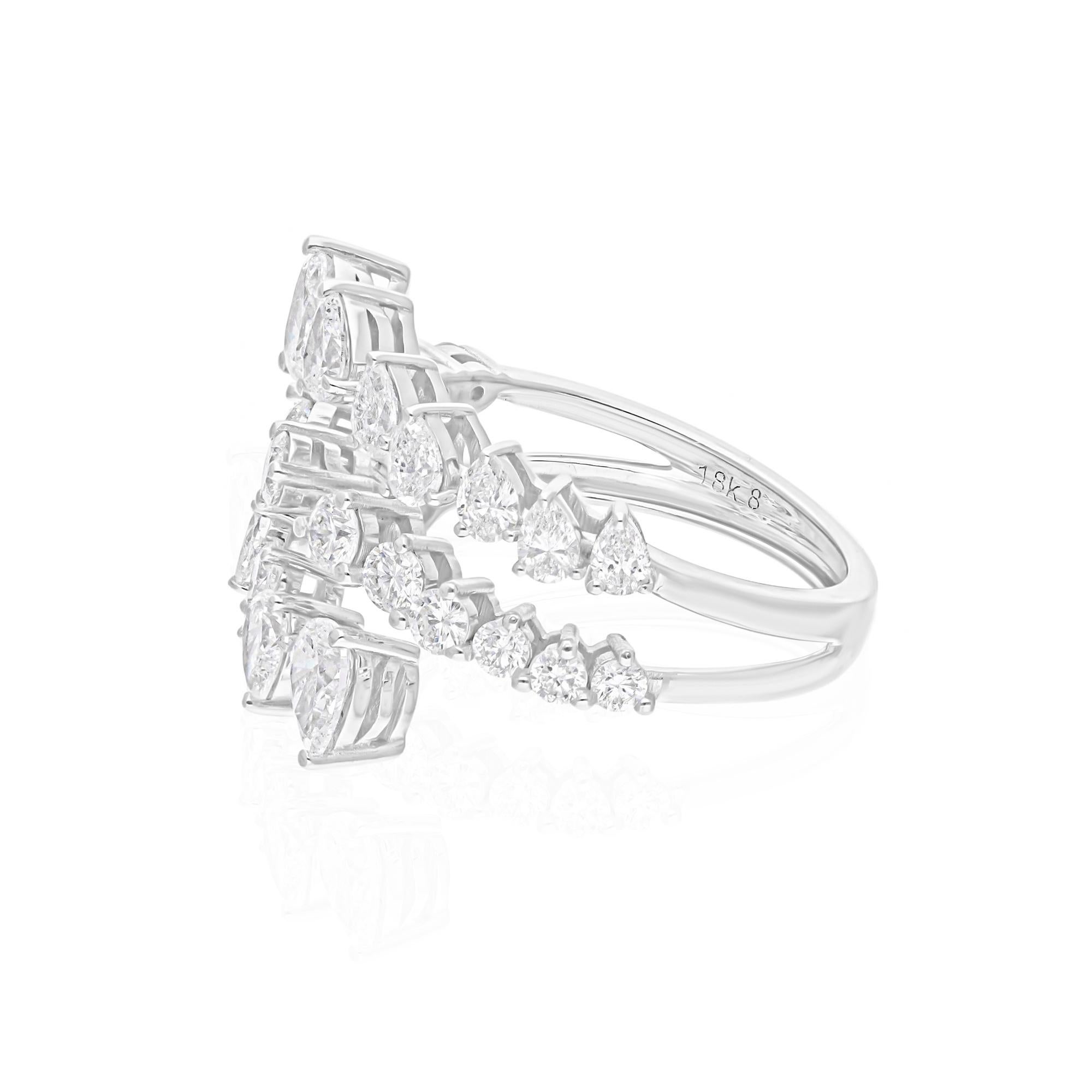 Natural 1.90 Carat SI/H Diamond Designer Ring 18 Karat White Gold Jewelry For Sale 1