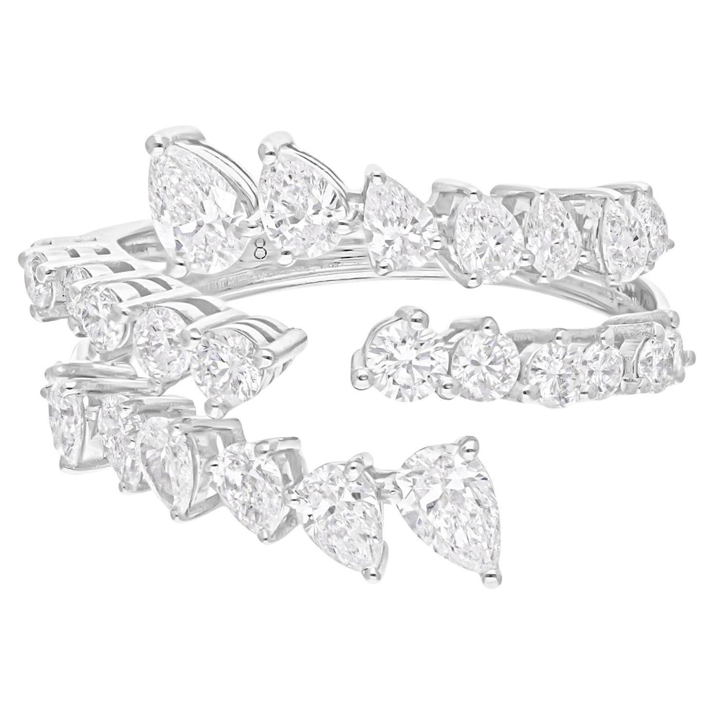 Anillo de diseño con diamantes naturales de 1,90 quilates SI/H en oro blanco de 18 quilates Joyas