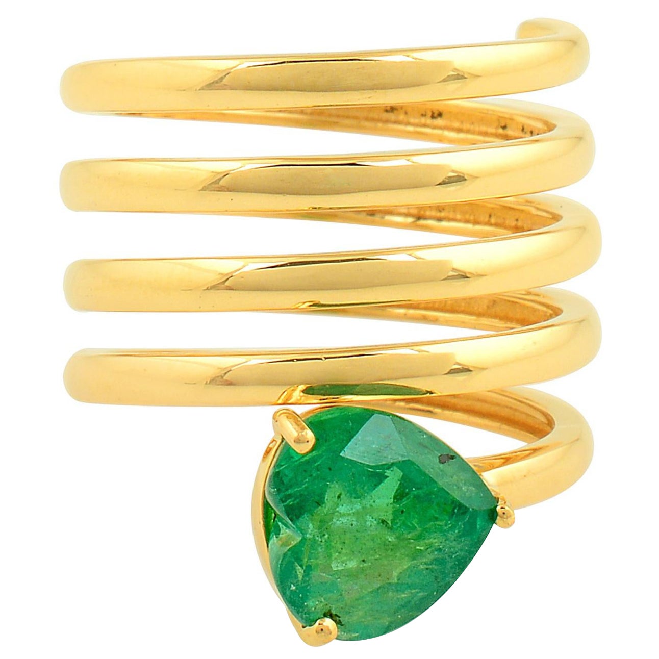 Natürlicher 1,90 Karat sambischer Smaragd Edelstein Ring 18 Karat Gelbgold Schmuck im Angebot