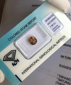 Natural 1.90 Carat Brown Orange Cognac Sapphire IGI Certified Oval Cut Rare Gem