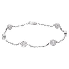 Natural 1.91 Carat Round Diamond Bezel Set Bracelet 14 Karat White Gold Jewelry