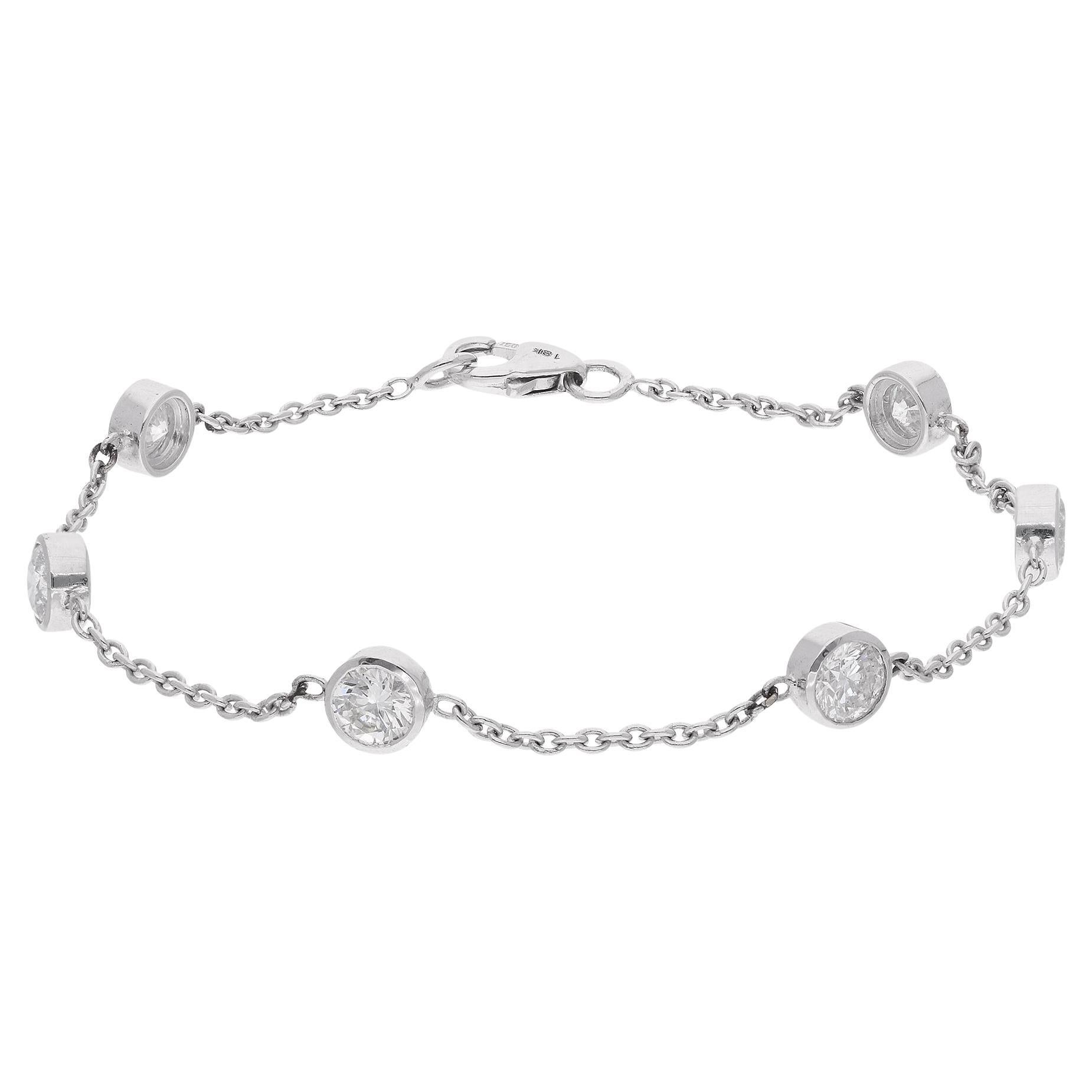 Bracciale con castone di diamanti rotondi naturali da 1,91 carati in oro bianco 14 carati