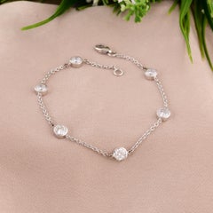 Natural 1.91 Carat Round Diamond Bezel Set Bracelet 18 Karat White Gold Jewelry