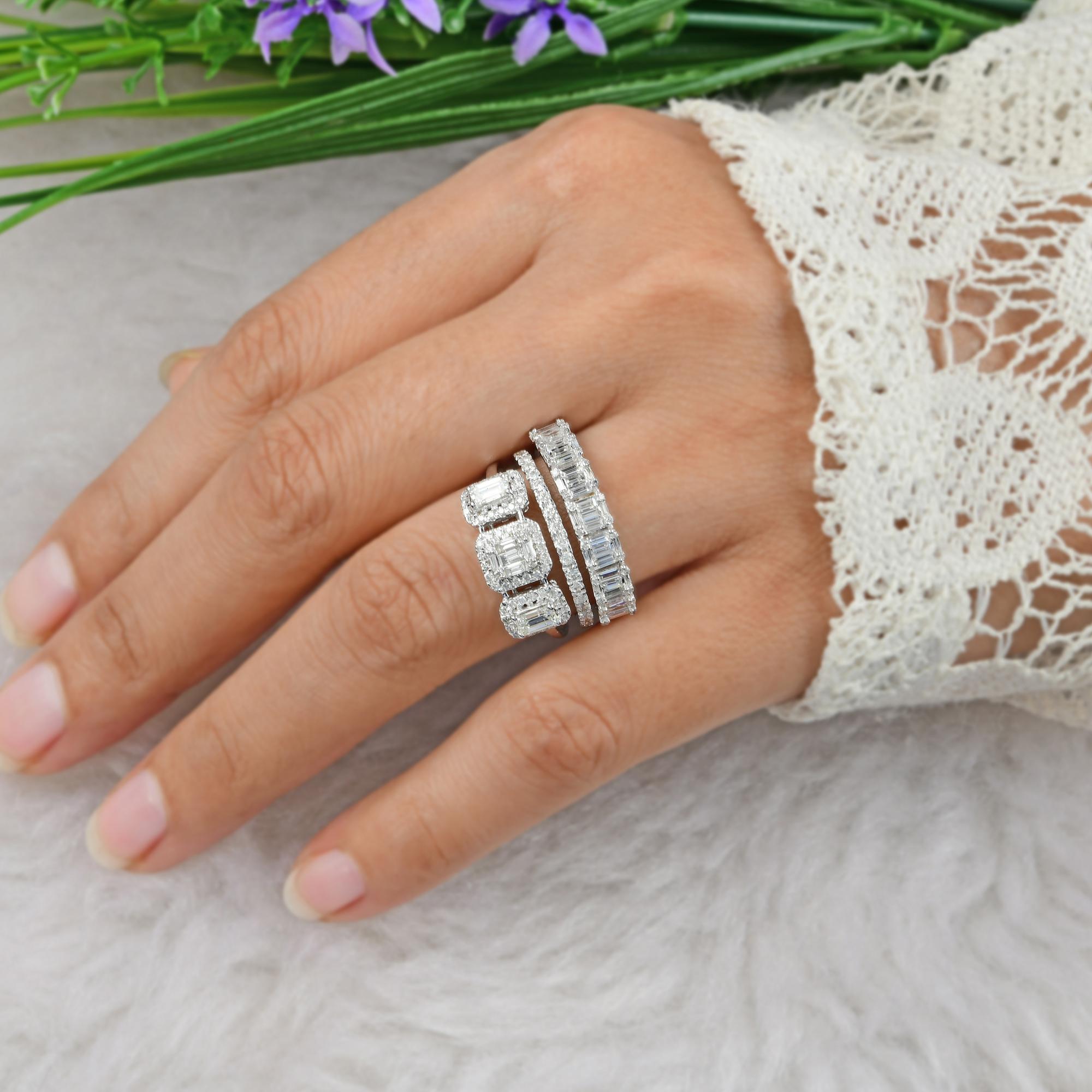 Natürlicher 1,91 Karat SI/H Baguette Diamantring 18 Karat Weißgold Feiner Schmuck im Zustand „Neu“ im Angebot in Diera, Dubai