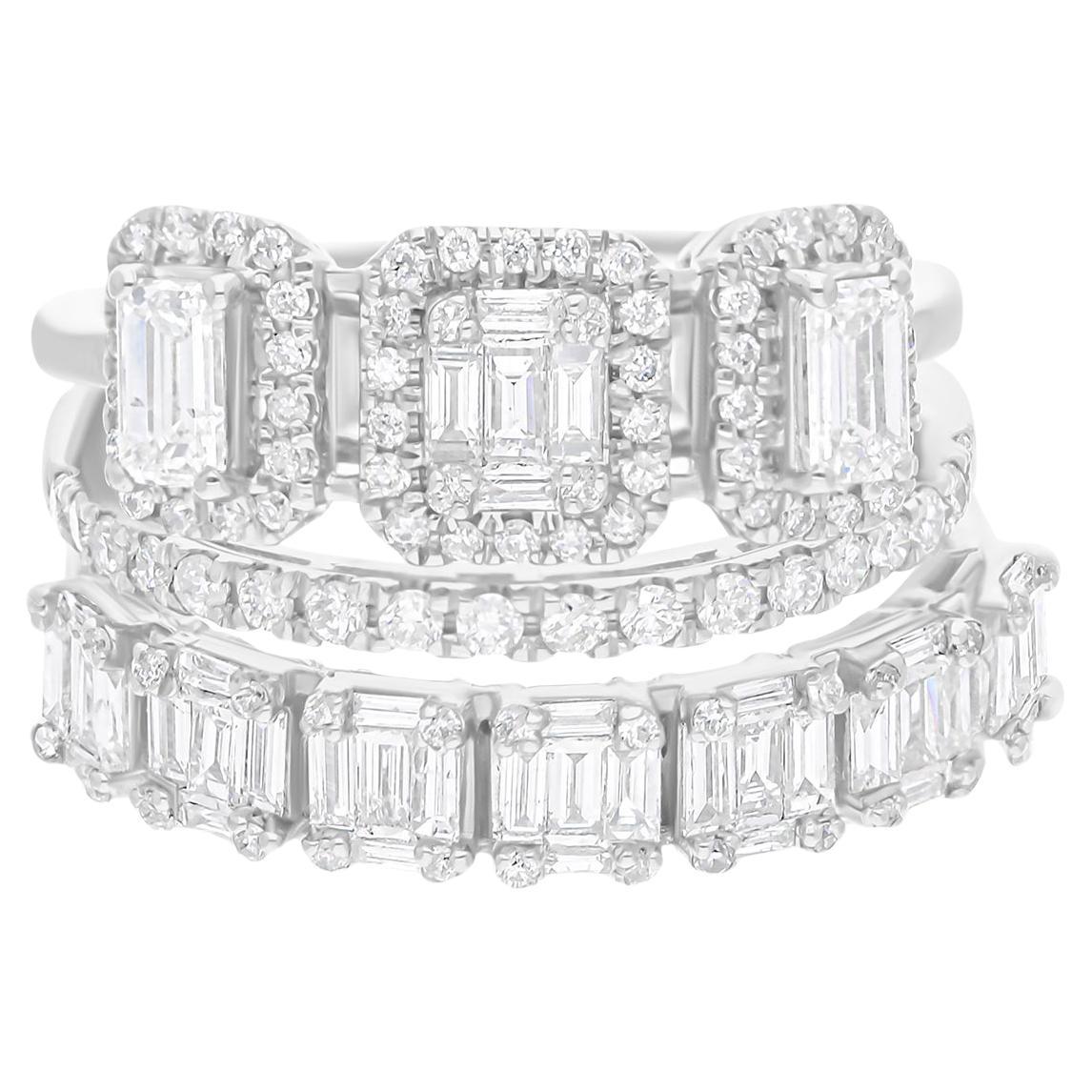 Natural 1.91 Carat SI/H Baguette Diamond Ring 18 Karat White Gold Fine Jewelry