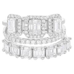 Natural 1.91 Carat SI/H Baguette Diamond Ring 18 Karat White Gold Fine Jewelry