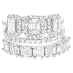 Natürlicher 1,91 Karat SI/H Baguette Diamantring 18 Karat Weißgold Feiner Schmuck