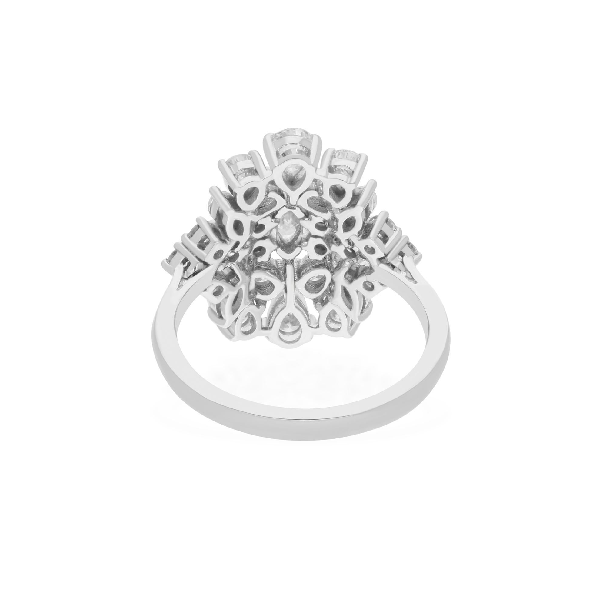 Modern Natural 1.92 Carat SI Clarity HI Color Diamond Cocktail Ring 18 Karat White Gold For Sale
