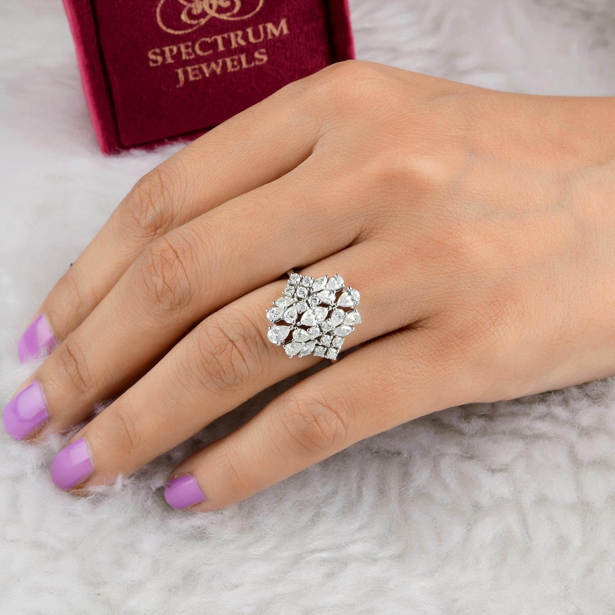 Marquise Cut Natural 1.92 Carat SI Clarity HI Color Diamond Cocktail Ring 18 Karat White Gold For Sale