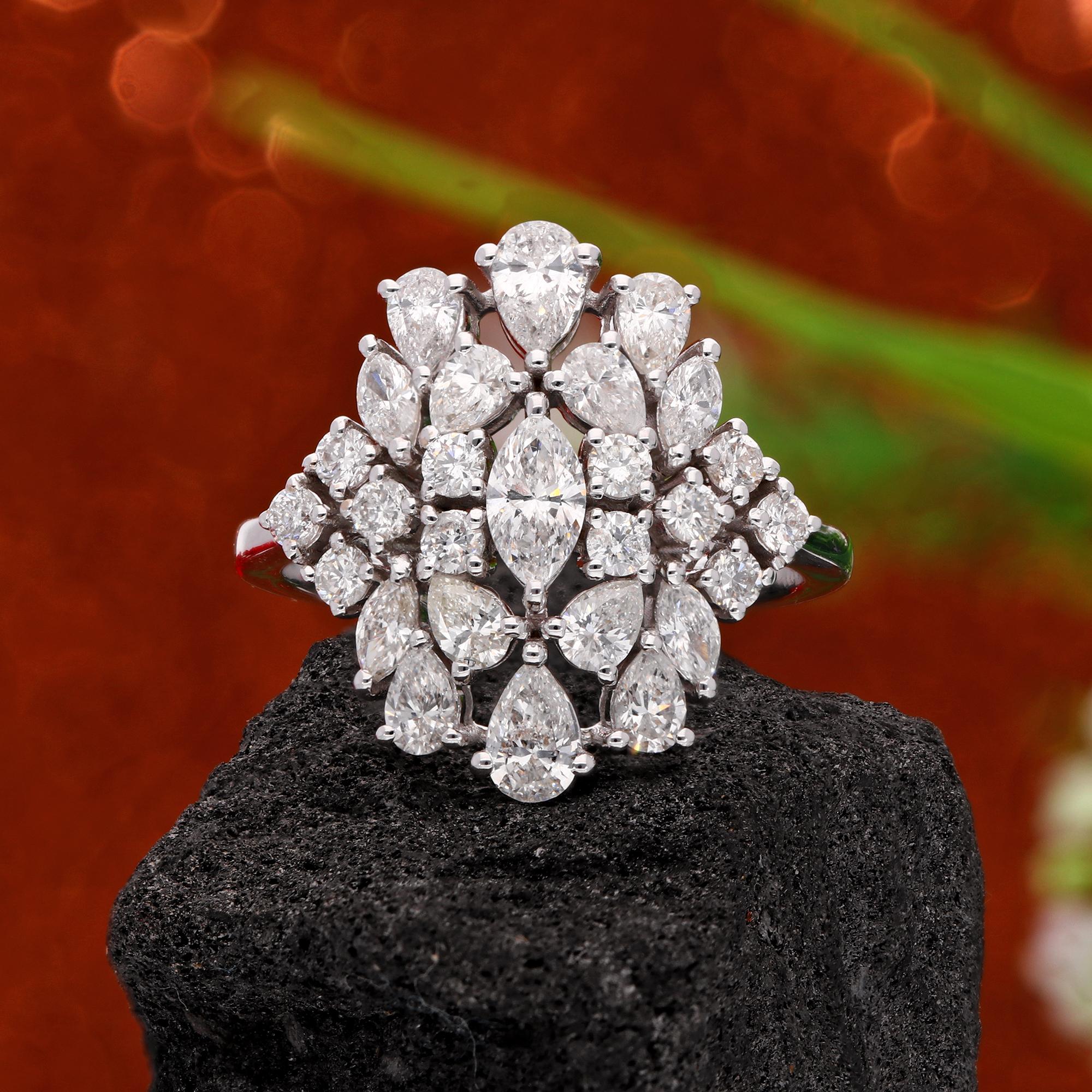 Natural 1.92 Carat SI Clarity HI Color Diamond Cocktail Ring 18 Karat White Gold In New Condition For Sale In Diera, Dubai