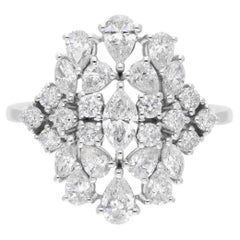 Natürlicher 1,92 Karat SI Reinheit HI Farbe Diamant Cocktail Ring 18 Karat Weißgold