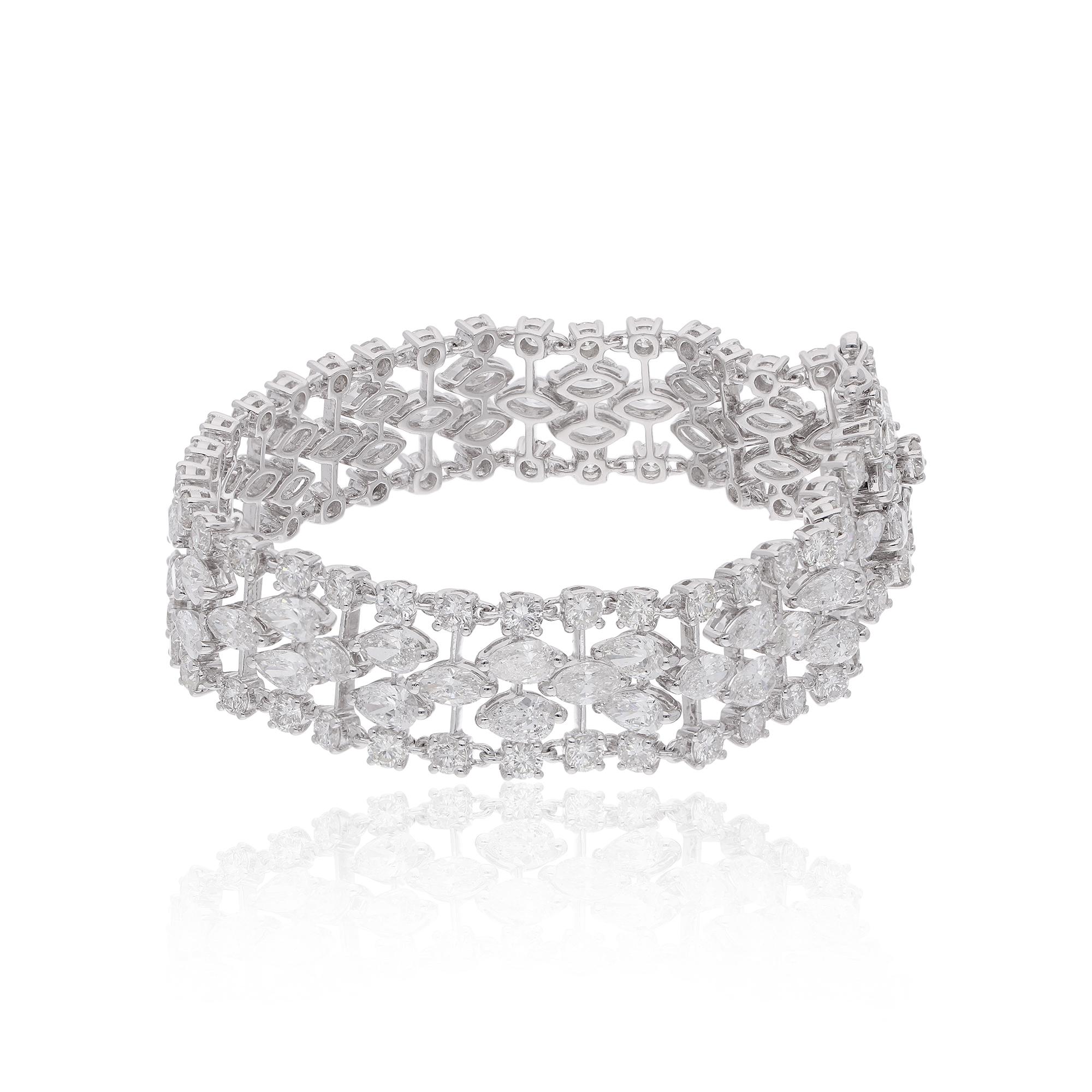 Modern Natural 19.20 Carat Marquise Pear Diamond Bracelet 18 Karat White Gold Jewelry For Sale