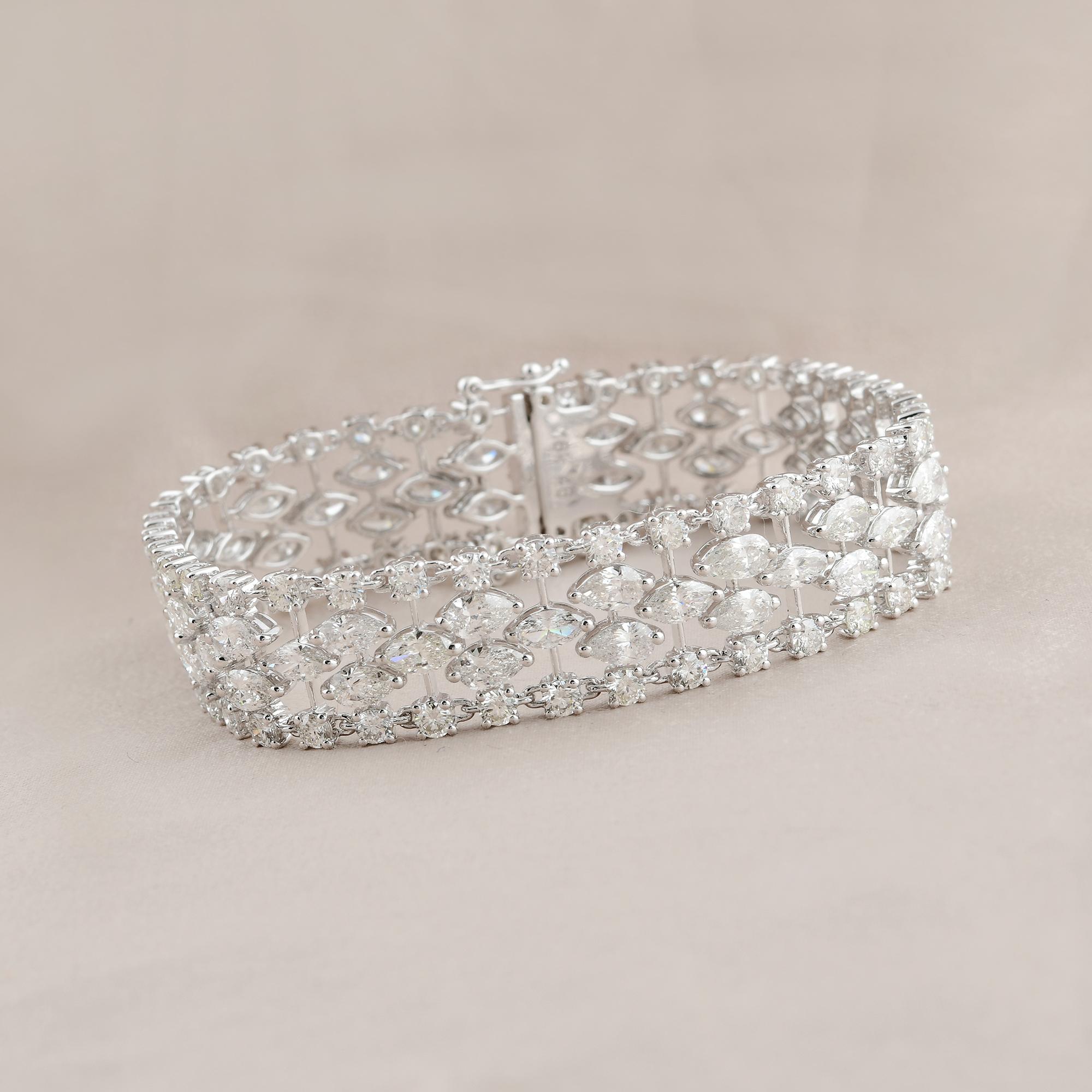 Pear Cut Natural 19.20 Carat Marquise Pear Diamond Bracelet 18 Karat White Gold Jewelry For Sale