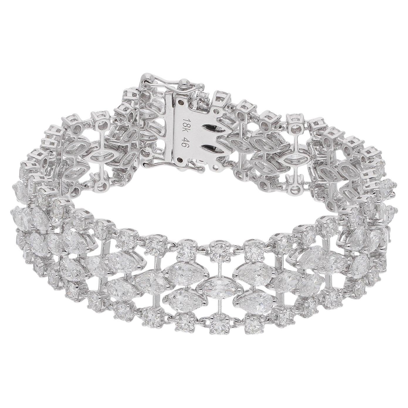 Natural 19.20 Carat Marquise Pear Diamond Bracelet 18 Karat White Gold Jewelry