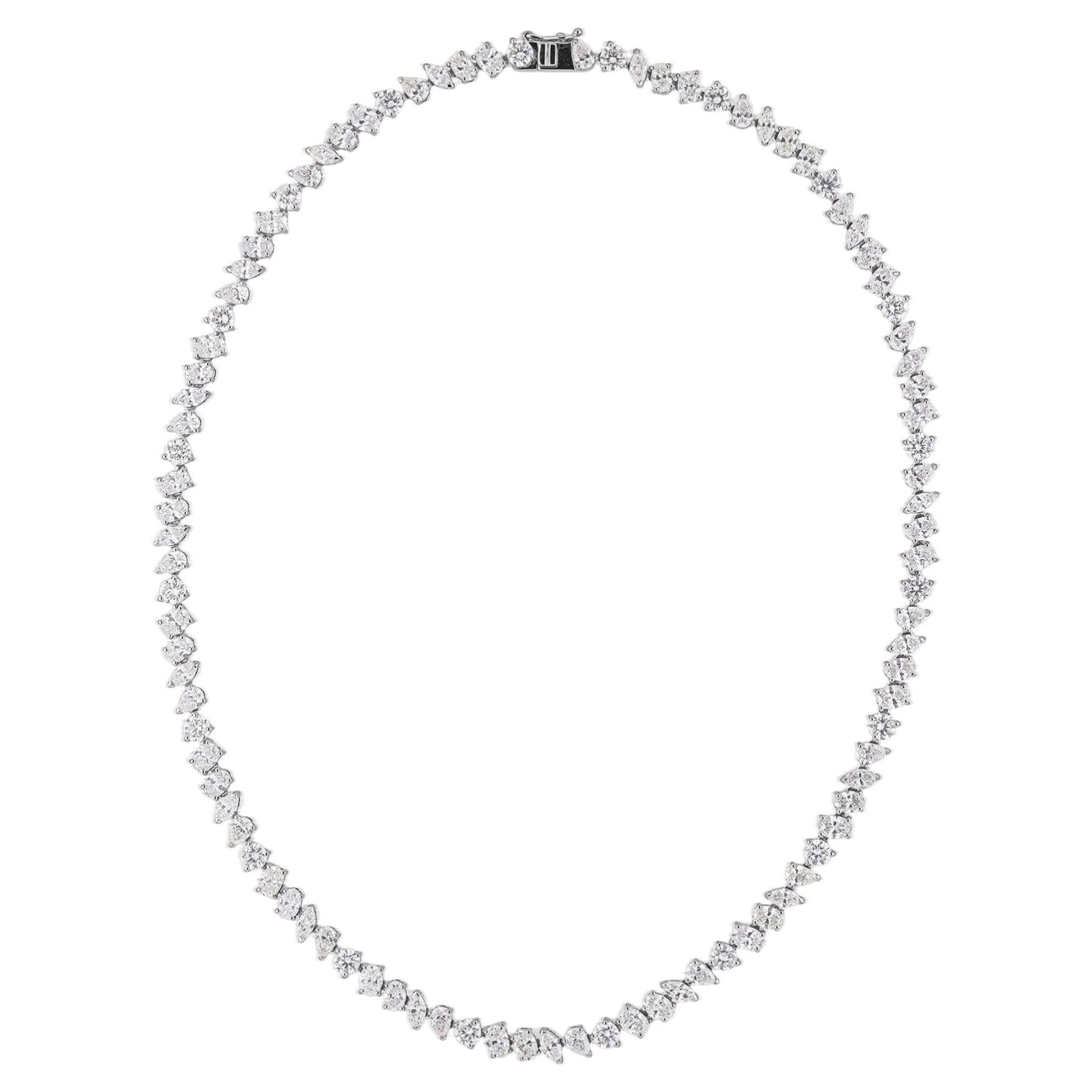 Collar de diamantes naturales de 19,21 quilates de oro blanco de 18 quilates con claridad SI y color HI