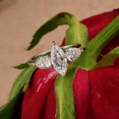 Natural 1.94 Carat SI/H Marquise Pear Diamond Ring 14 Karat White Gold Jewelry