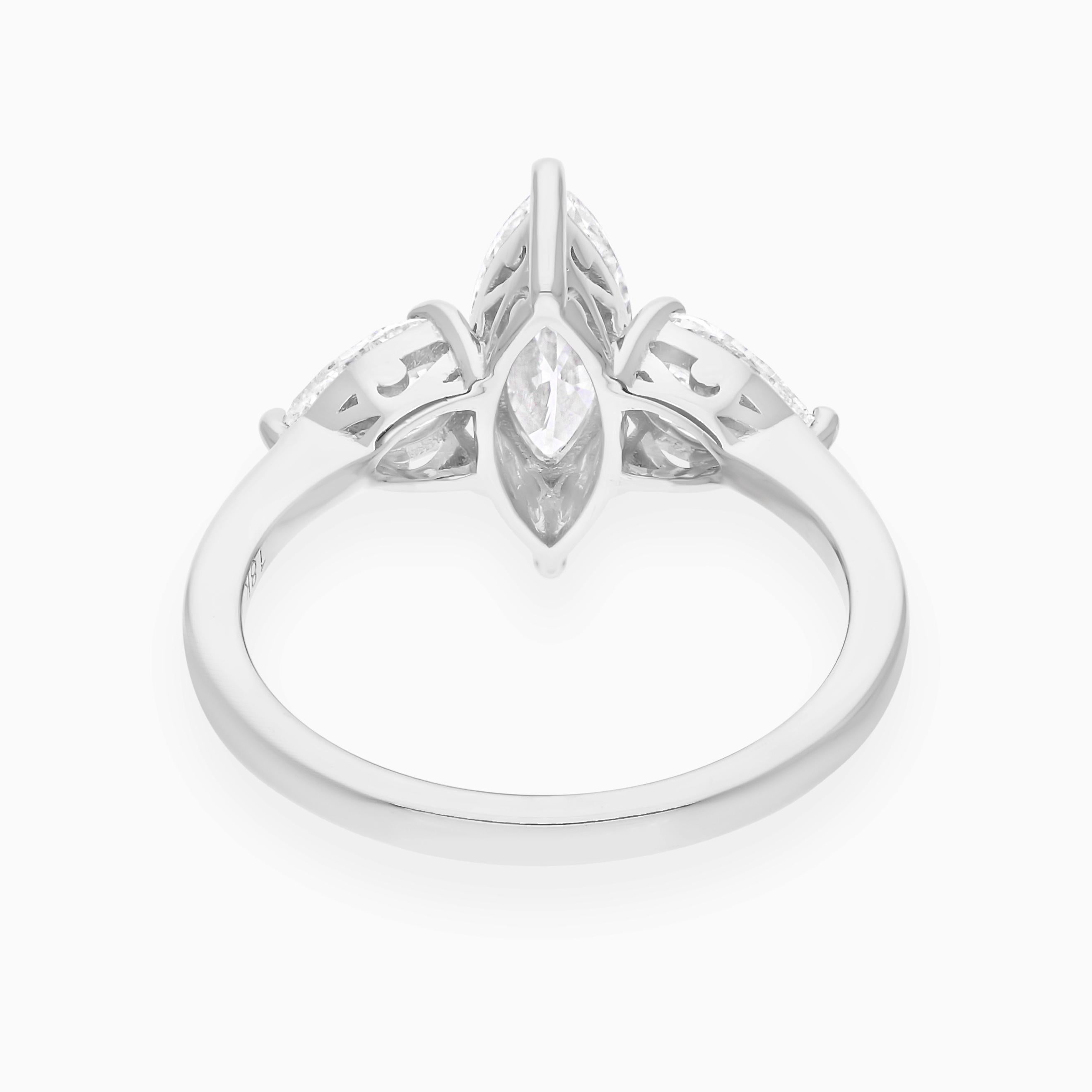 in vendita:  Anello con diamante naturale a pera marquise da 1,94 carati SI/H Gioielli in oro bianco 14 carati 6