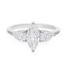 Natural 1.94 Carat SI/H Marquise Pear Diamond Ring 14 Karat White Gold Jewelry