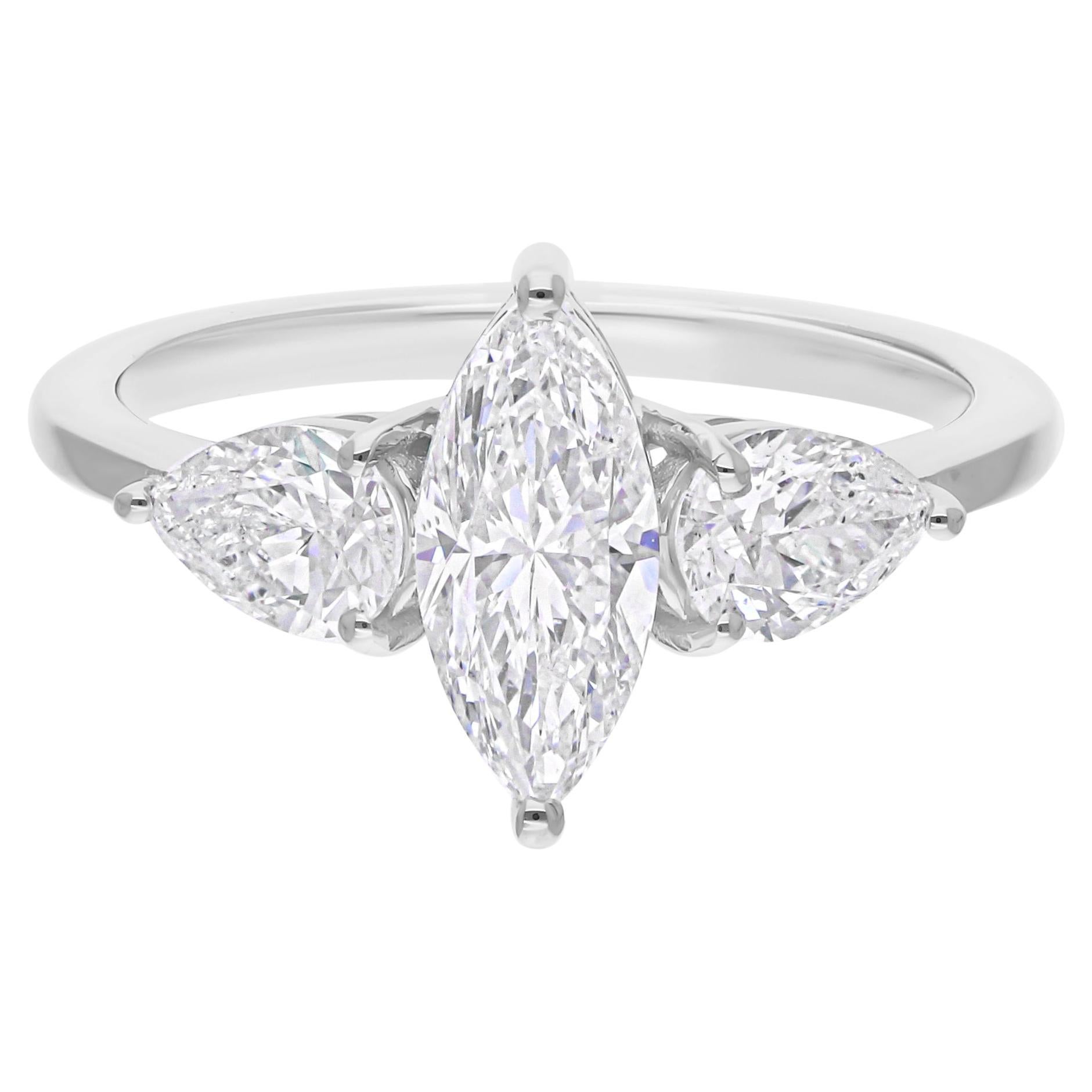 Anillo de diamantes marquesa pera SI/H naturales de 1,94 quilates Joyas de oro blanco de 18 quilates