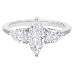Anillo de diamantes marquesa pera SI/H naturales de 1,94 quilates Joyas de oro blanco de 18 quilates