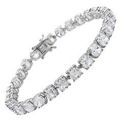 Natural 19.49 Carat SI/H Certified Diamond Tennis Bracelet 18 Karat White Gold