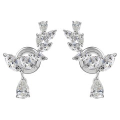 Natürliche 1,95 Karat Marquise Birne Diamant-Ohrringe 18 Karat Weißgold-Schmuck