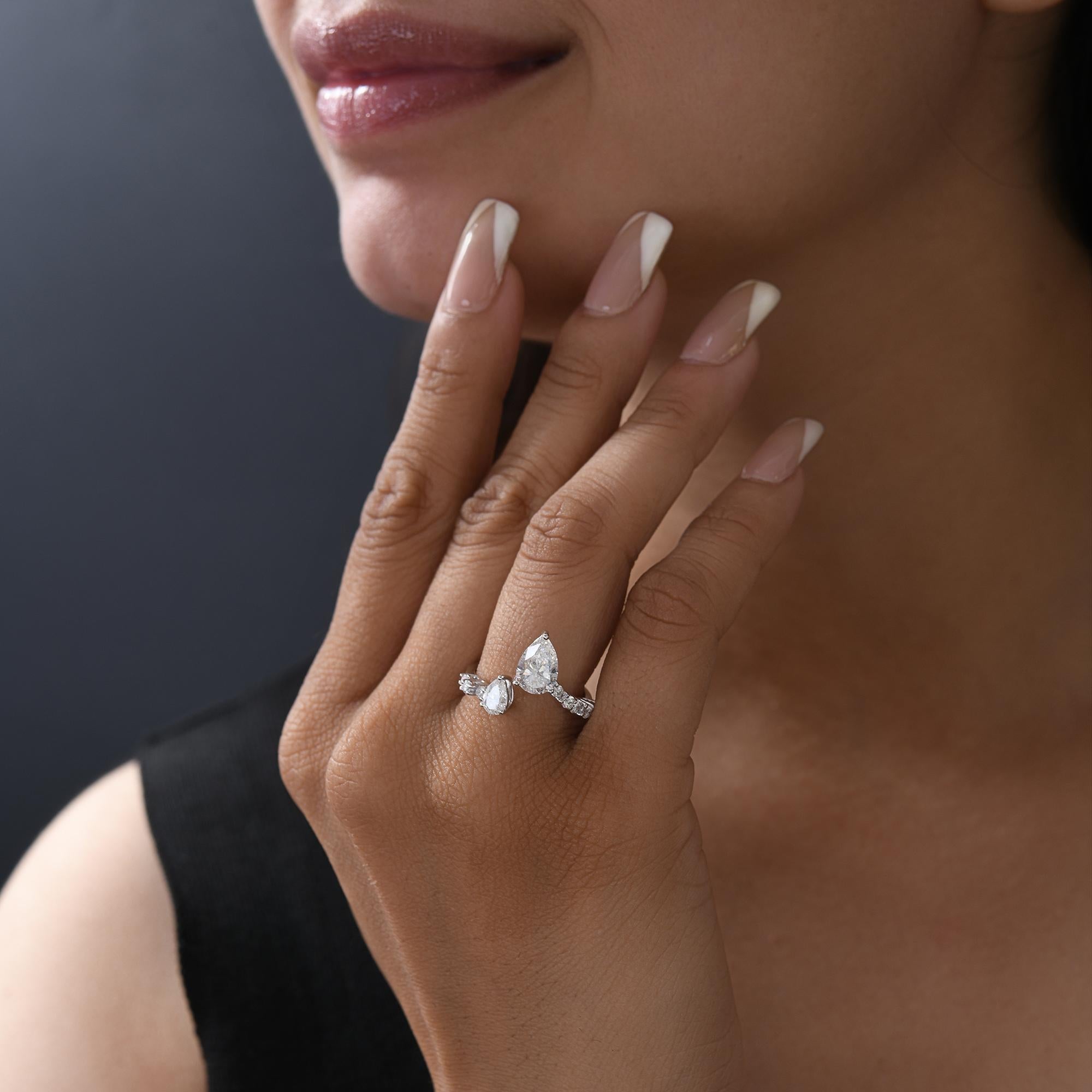 For Sale:  Natural 1.95 Carat SI Clarity HI Color Diamond Ring 18 Karat White Gold Jewelry 3